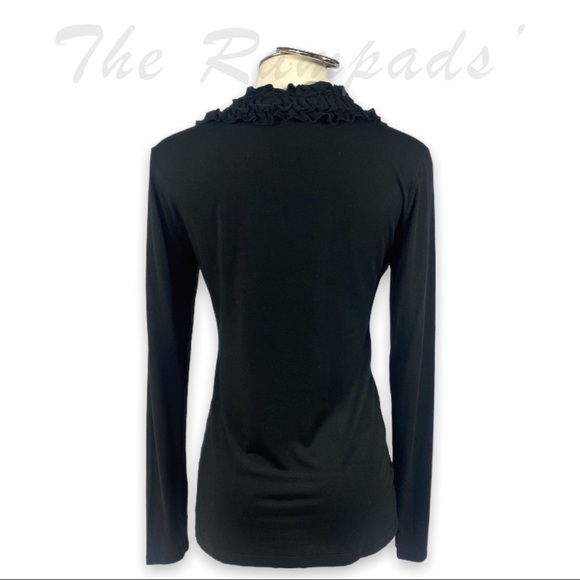 Banana Republic Black Scrunched V-neck Long-sleeve Blouse Size Stretch M… - Picture 3 of 7